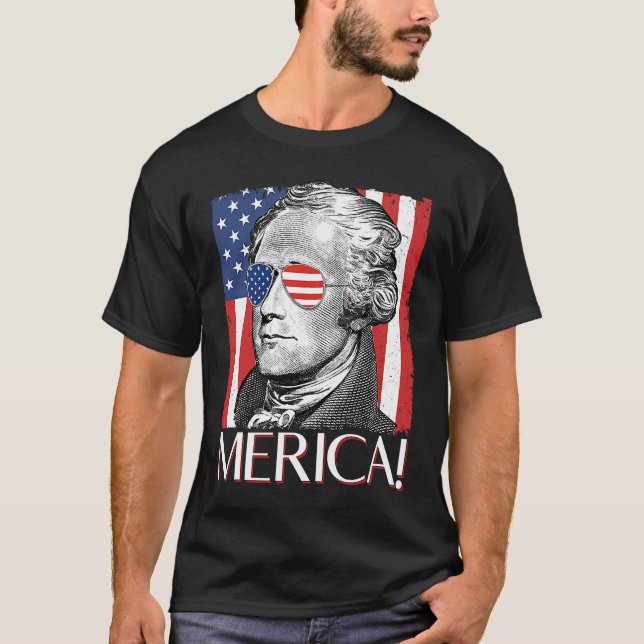 Camiseta Alexander Hamilton 'Merica Patriot American Flag 4 (Frente)