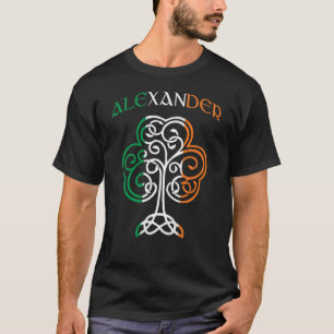 Camiseta ALEXANDER Nome Irlandês Trevo Bandeira da Irlanda