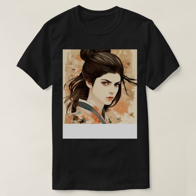 Camiseta Alexandra Daddario UkiyoE (Frente do Design)