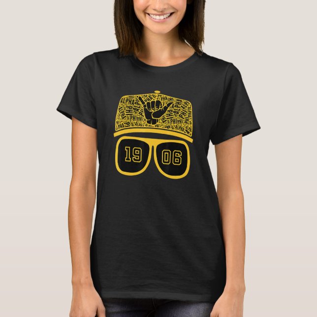 Camiseta Alfa-06 A-Phi Hat Óculos Sunglass Símbolo de Mão P (Frente)