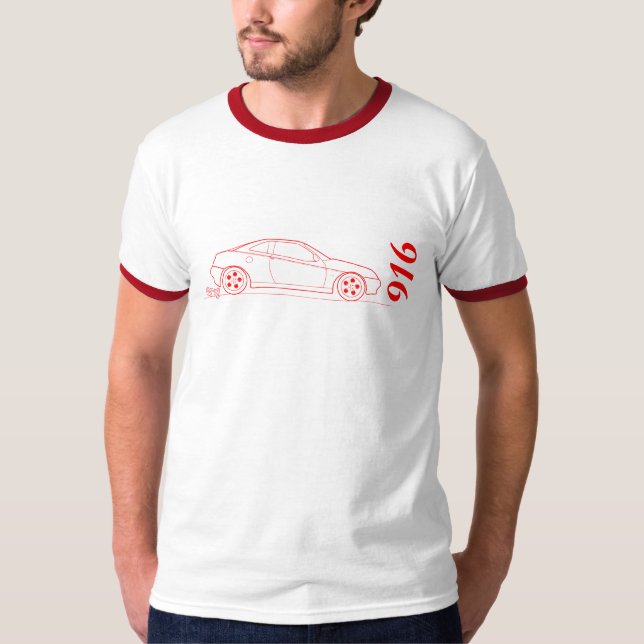 Camiseta Alfa 916 Gtv do lado - esboço no vermelho (Frente)