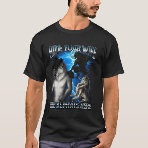 Camiseta Alfa Wolf Memória Engraçada Esconde Sua Esposa Alp