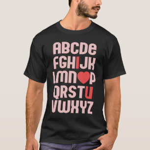 Camiseta ALFABETO ABC EU AMO VOCÊ Dia dos Namorados Coração