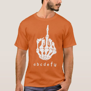 Camiseta Alfabeto ABCDEFU F Seu Esqueleto Da Mão Média 