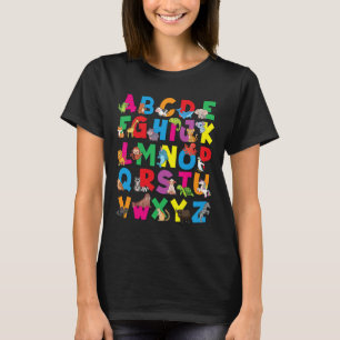 Camiseta Alfabeto Animais Abcs Zoológico Crianças Meninos M
