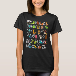 Camiseta Alfabeto Animal ABCs Aprendizado ABCs Rhyming Kind