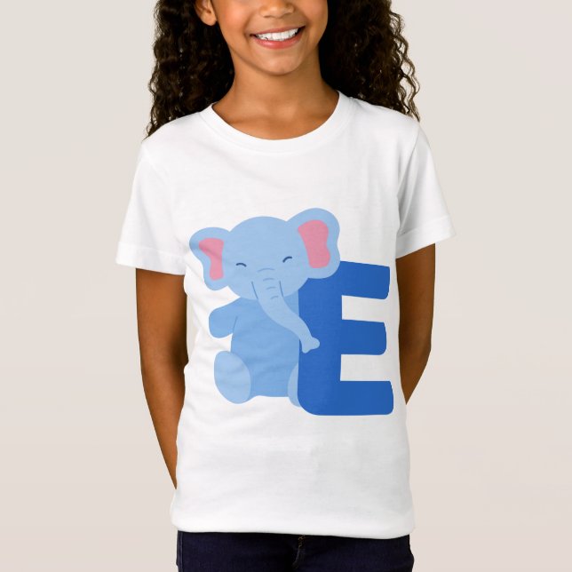 Camiseta Alfabeto Animal E para elefante (Frente)
