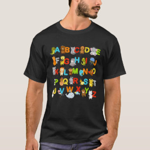 Camiseta Alfabeto Aprendizado Animal Abc Urial Educacional