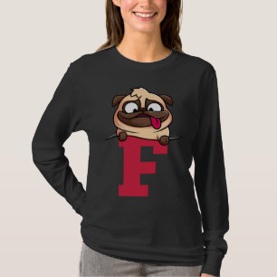 Camiseta alfabeto Cute Pug, letra f, alfabeto cão Clássico