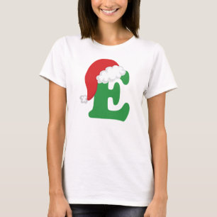 Camiseta Alfabeto da letra E do Natal
