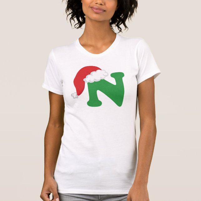 Camiseta Alfabeto da letra N do Natal (Frente)