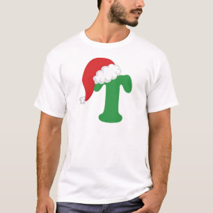 Camiseta Alfabeto da letra T do Natal