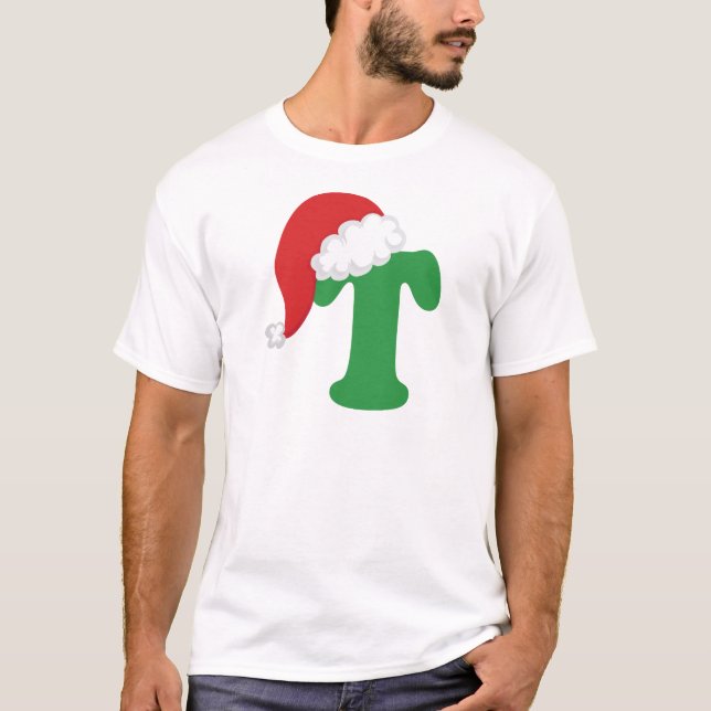 Camiseta Alfabeto da letra T do Natal (Frente)