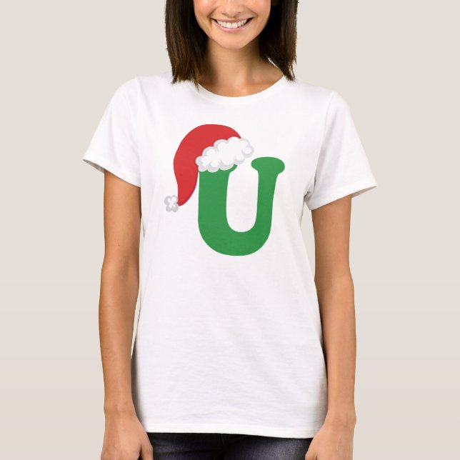 Camiseta Alfabeto da letra U do Natal (Frente)