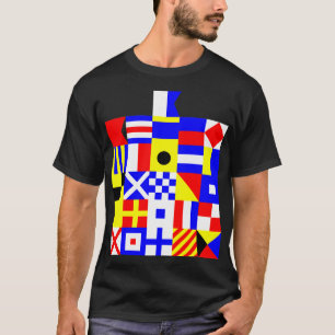 Camiseta Alfabeto de Bandeiras de Sinais Marítimos A–Z Desi
