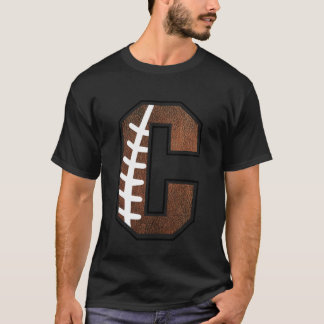 Camiseta Alfabeto de Futebol Monograma Letra Inicial C