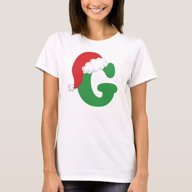 Camiseta Alfabeto de G da letra do Natal (Frente)