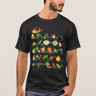 Camiseta Alfabeto de Legumes Abc'S Frutas Veggie Vegano Jar