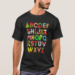 Camiseta Alfabeto de Natal ABCs Elemeno  Para Professor Alu