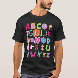 Camiseta Alfabeto De Volta à Escola Abcs Primeiro Dia De Au