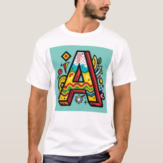Camiseta Alfabeto Decorativo Minimalista Um Emblema