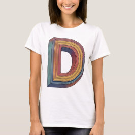 Camiseta Alfabeto Dinâmico Retro Stripes 'D'