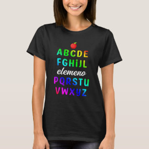 Camiseta Alfabeto Elemeno Pré-escola Jardim de Infância Esc