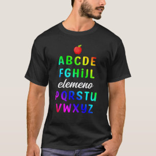 Camiseta Alfabeto Elemeno Pré-escola Jardim de Infância Esc