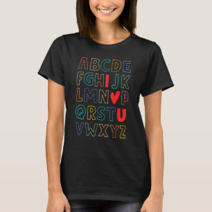 Camiseta Alfabeto Eu Amo Você Abc Jardim De Infância De Vol