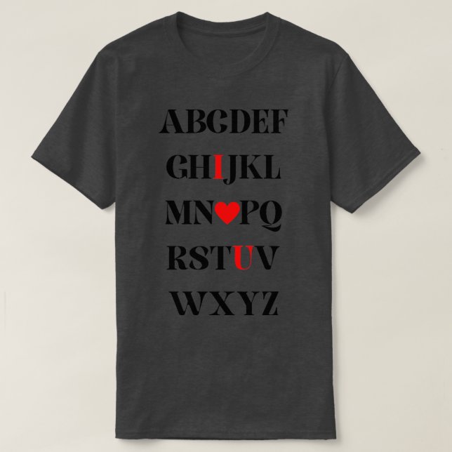 Camiseta alfabeto eu te amo (Frente do Design)