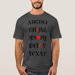 Camiseta alfabeto eu te amo