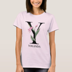 Camiseta Alfabeto Floral Personalizado Monograma Y 