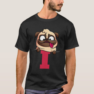 Camiseta Alfabeto fofo do Pug, letra I, alfabeto de cachorr