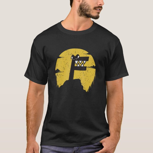 Camiseta Alfabeto Lore f Carta Meninos Retro Montanha do Pô (Frente)