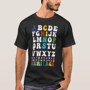 Camiseta Alfabeto Mês da Herança Hispânica Professor Latino