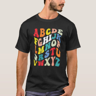 Camiseta Alfabeto Olá De Volta à Escola ABC Pré K Jardim de