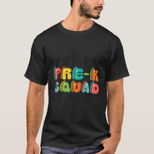 Camiseta Alfabeto Retro Dinossauro Pré-K Esquadrão De Volta