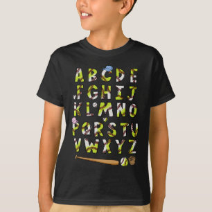 Camiseta Alfabeto Vender Letras Abcs Macias Meninos Meninas
