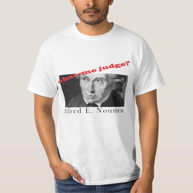Camiseta Alfred E. Noumen: Que--Mim juiz? (Frente)