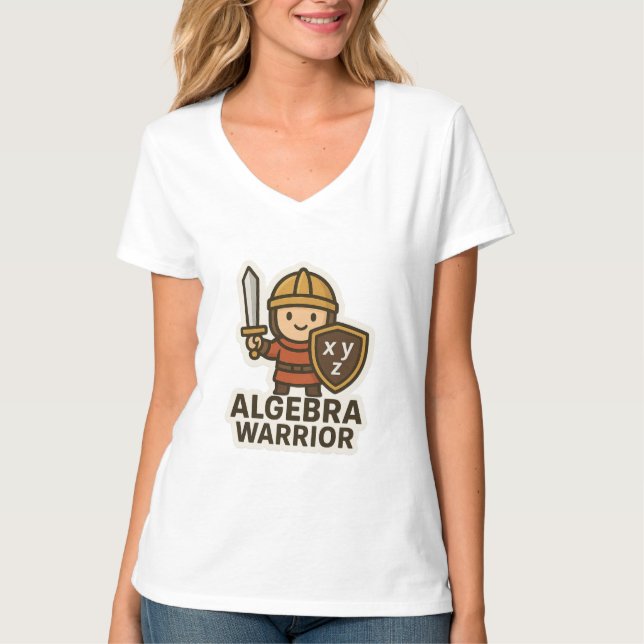 Camiseta Algebra Warrior Sticker - Herói da Matemática Boni (Frente)