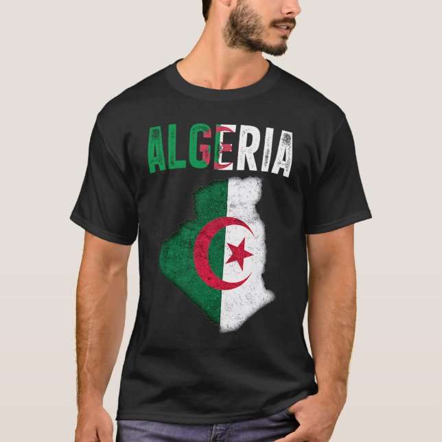 Camiseta Algerian Algeria Country Map Flag (Frente)
