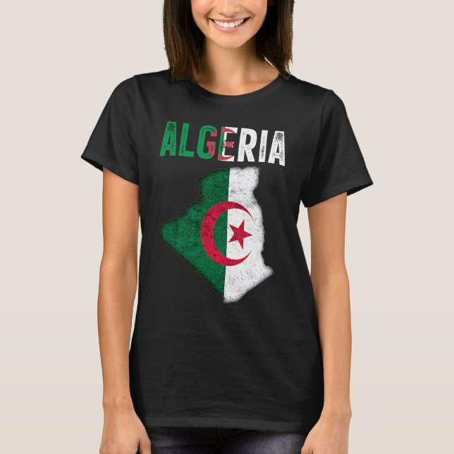 Camiseta Algerian Algeria Country Map Flag (Frente)