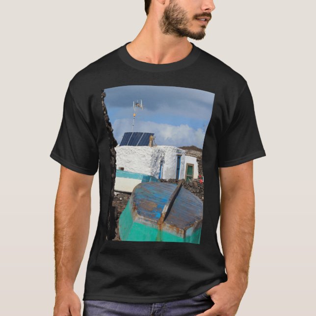Camiseta Algodão de Pesca de Lobos-insulares Vinheta Vertic (Frente)