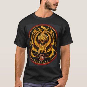 Camiseta algodão preto dragões design