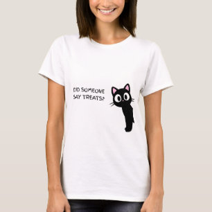 Camiseta Alguém Disse Guloseimas? Gato Preto Engraçado