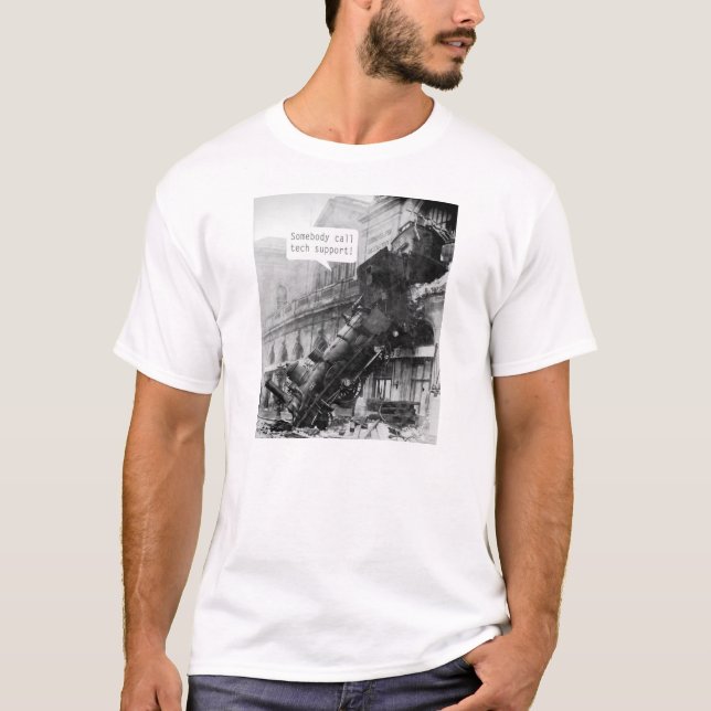 Camiseta Alguém Ligue para o comboio de apoio técnico (Frente)