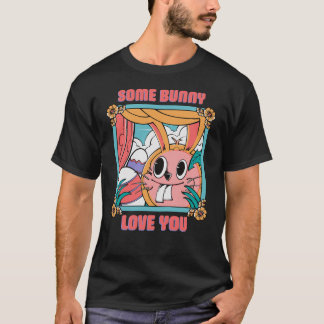 Camiseta Algum Coelhinho Ama Você – Linda Ilustração Retro