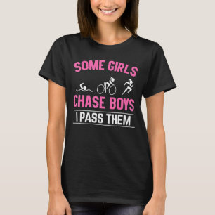 Camiseta Algumas Meninas Perseguindo Rapazes Triathlon Cicl