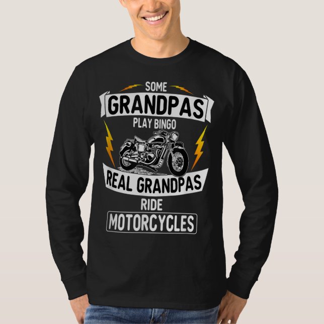 Camiseta alguns avós jogam bingo real vovô andando de moto (Frente)