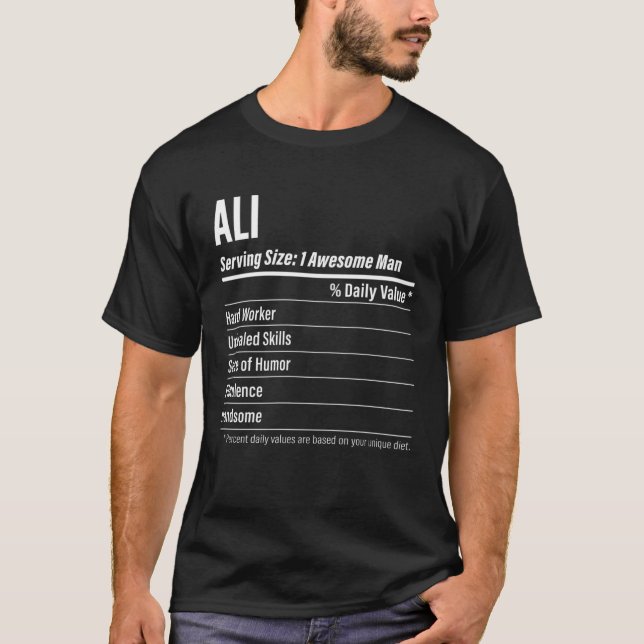Camiseta Ali  Nutritional Facts Serving Size Calories (Frente)